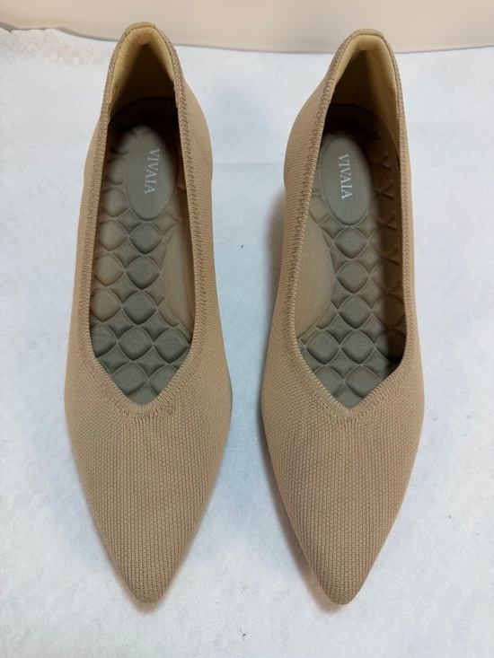 Vivaia Shoes - VIVAIA Pointed Toe Kitten Heel Pumps Beige Knit Womens EU 41